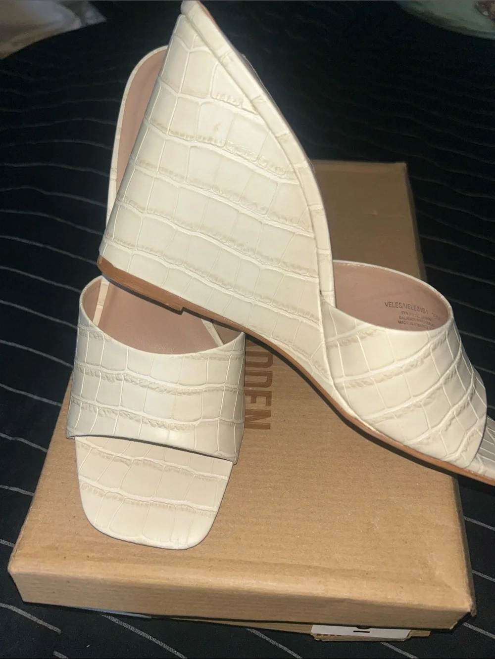 Steve Madden Veles Wedge Sandal - Bone Croc